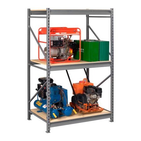 Tennsco Tennsco Bulk Storage Rack - 96"W x 36"D x 96"H - Starter - 3 Shelf Levels - Wood Deck - Medium Gray BU-963696PS-MGY